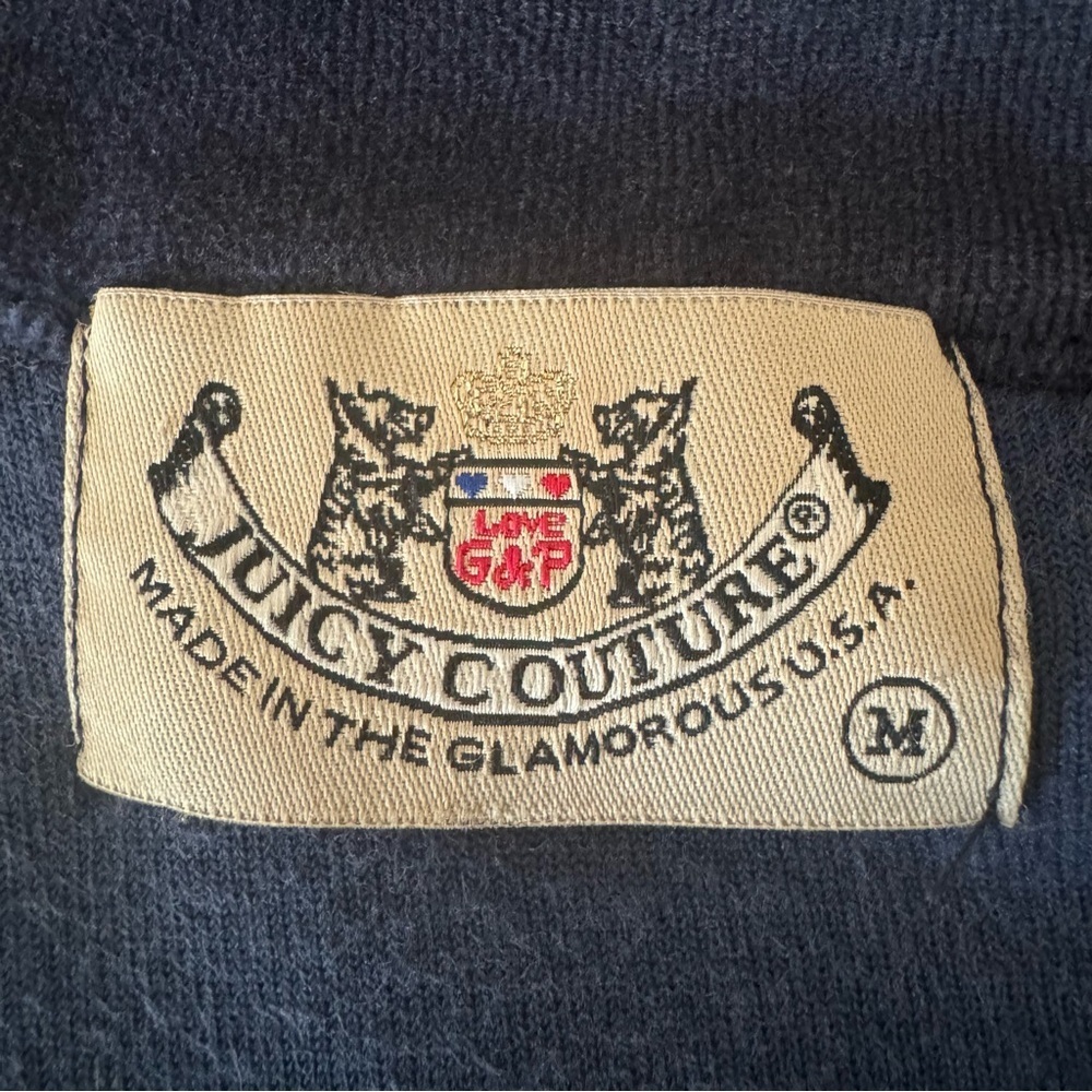 JUICY COUTURE Rare Vintage 2006 Velour Track Jacket Zip Up Navy Blue Size Medium - Picture 2 of 16